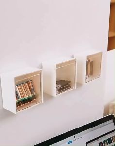 「 ⭐HomeMadeEasy 」Transparent Crinkle Wall Mounted Flip Storage Box Dust-proof Sealing Punch-Free Multifunctional Organizer Container Makeup Cosmetic Jewelry