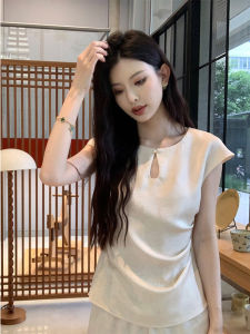 New Chinese Style Short Sleeve Satin Shirt Womens Summer 2025 Fashionable Ageless Versatile Shoulder Length round Neck Top