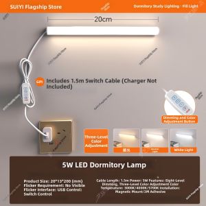 SUIYI | Plug-in LED Strip Wall Light for Dormitory Bedroom Desk