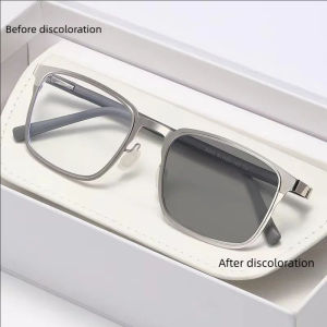Photochromic Myopia Glasses Business Full-frame Fashion Ultra-light Mens Square Tr90 Temple Myopia Glasses 8405