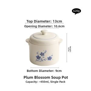 YOGEHOME | Small Ceramic Double-Ear Stew Pot for Steaming and Health Soup