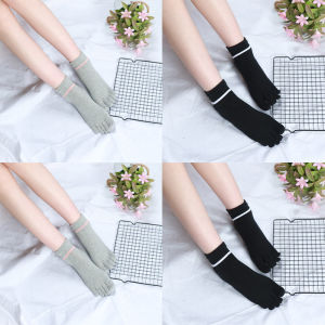 Womens Five-Finger Socks Autumn Winter Short Cotton Sweat Absorbent Separate Toe Socks Anti-Odor Sports Warm Head Socks