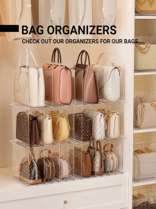 LOCAUPIN Transparent Collapsible Handbag Storage Organizer Display Bag Organizer Dustproof Stackable Clear Storage Box