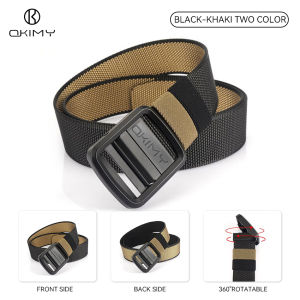 OKIMY Men Belt Outdoor Tactical Belt Adjustable Buckle Belt Rotating Buckle Nylon Waistband Double-Sided Two-Color Belt Youth Sports Canvas Pant Belt Simple Nice Waistband Nylon
