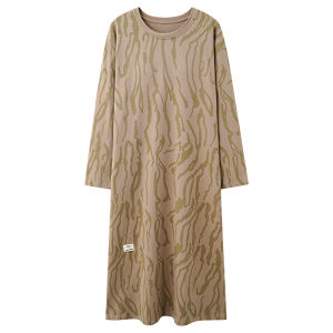 MiiOW | Pure Cotton Antibacterial Cat Person Official Sleep Dress Womens Long Skirt Spring Autumn Wearable Home Clothes Nightgown