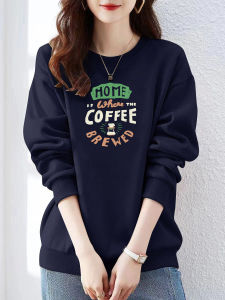 High Quality Thin Pure Cotton round Neck Sweatshirt Womens Design Letter Print Loose Lazy Style Thickened Hooded Top