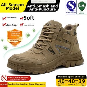 CHIJIU | Mens High-top Safety Shoes Anti-crush Anti-puncture Leather Steel-toe Cap Welding Site Lightweight Anti-odor