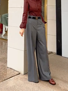 Gray Simple Intellectual High Waist Suit Pants Early Autumn Korean Fashion Trend Casual Pants Versatile High Waist Loose Fit