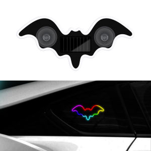 1pcs Car Triangle Window Solar Powered Bat Shaped RGB Atmosphere Light USB Charging Night Light With Suction Cup For Halloween