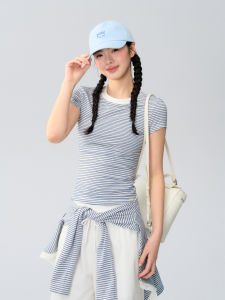 La lune Du ciel | Bộ Đồ Giảm Cân Stripe 2 Mảnh Áo Sơ Mi Mở