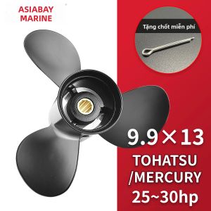 Cánh Quạt Hợp Kim Nhôm 3 Lá Dành Cho Động Cơ Ngoài Borda Tohatsu Mercury Nissan 9.9x13 Inch Phù Hợp Với Động Cơ Thuyền 25-30 HP Có 10 Rãnh.
