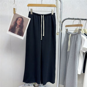 High Waist Drawstring Straight Leg Wide Leg Pants Thin Loop Cotton Women Casual Loose Sweatpants Spring Korean Style Commute