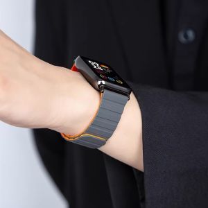 Magnetic Absorption Silicone Chain Style Bracelet for Xiaomi Mi Band 9/8 pro Redmi Watch 4 Dynamic Smart Wristband Accessory