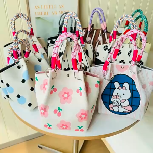 Tas Wanita Tote Bag Rajut Premium Totebag Cewek Korea Kekinian Lucu Bangkok Fashion Kanvas