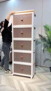 Tủ quần áo gấp gọn tủ để sách và đồ nhà bếp đa năng có bánh xe di chuyển nhẹ nhàng tiện lợi HV12