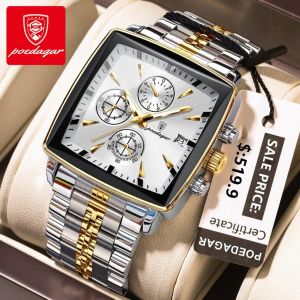POEDAGAR Genuine Mens Watch Stainless Steel Strap Luminous Calendar Multifunctional 100% Waterproof 866