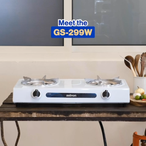 Astron GS-299W Double Burner | Gas Stove | Stainless Metal Body and white furnace | Heavy Duty Burner
