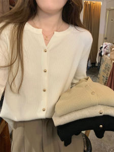 Áo Len Cardigan Dệt Kim Cổ Chữ V Mềm Mại Một Nút Cho Nữ Mùa Thu 2025 Áo Khoác Ngoài Dài Tay Ôm Vừa Vặn Màu Trơn