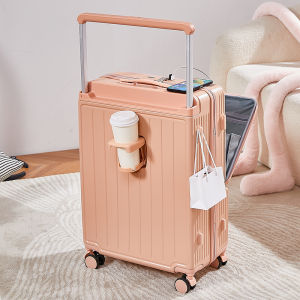 Multifunctional Travel Suitcase with Front Opening Wide Pull Rod Durable Password Lock Large Capacity for Men And Women 24-26 Inches
