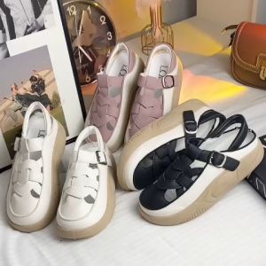 0214 Sepatu Wedges Wanita Fashion Import Sepatu Slip On Tali Belakang Bisa COD (With Box)