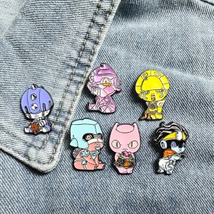 Hot Toys | Hot 6pcs Anime Cute JoJo Enamel Lapel Pins Set Cute Stand Star Platinum Killer Queen Brooches Cartoon Metal Badges Birthday Gift