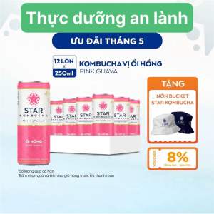 DATE STAR KOMBUCHA VỊ ỔI HỒNG/ PINK GUAVA (250mlx12 lon)