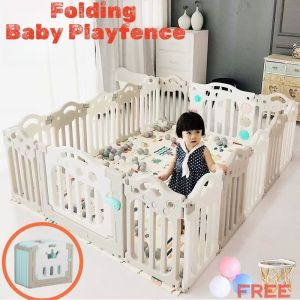 Foldable Baby Playpen Free Gifts Ocean Balls+Mat+Basket-No Install Eco Friendly Baby Safety PlayYard