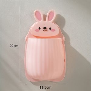 Creative Cartoon Rabbit Bathroom Makeup Tool Organizer Wall Mounted Storage Box Dormitory Toilet Toothbrush Bedside Rack