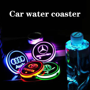 Cốc Nước Xe Hơi Hiệp Sĩ Đêm Đệm Xẻ Rãnh Cửa Đèn Nhiều Màu Sắc Đèn Led Đế Lót Ly Nước Nội Thất Cảm Ứng Cho Geely Emgrand Ec7 Ec8 Ck