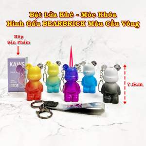 [HCM] Bật Lửa Móc Khoá Đa Năng Hình Gấu BearBrick Màu Cầu Vồng