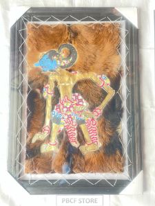 HIASAN DINDING WAYANG PANDAWA KULIT ASLI 70CM X 50CM BINGKAI KAYU