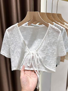 Summer Lace Short Sleeve Corset for Women New Style Open Front Shirt with Fan Design Lightweight Sun Protection Details
