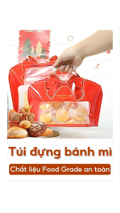 【25Túi/50Túi】Túi đứng có quai xách in họa tiết nơ rất phù hợp đóng gói bánh nướng bánh mì