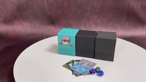 Card Storage Box for 100+ Sleeved Cards Leather Trading Commander Deck Box with 2 Dividers for Sports PKM Game Mtg Cards Deck