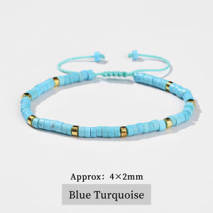 JD Natural Yellow Tiger Eye Stone Bead Woven Bracelet Polished Block Shape Adjustable Rope Ladys Gift Bracelet For Bestfriend