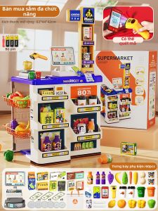 Yimi | Đồ Chơi Siêu Thị Giả Vờ cho Bé với Máy Tính Tiền & Xe Đẩy Hàng
