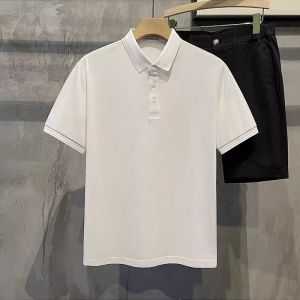 Extra Large 300 Pounds Basic Solid Color Short Sleeve Polo Shirt Mens Casual Loose Fit Summer T-Shirt American Style Cotton