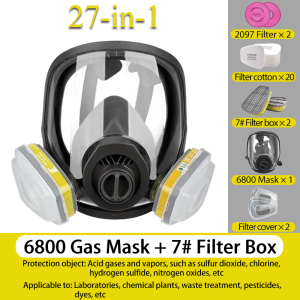 6800 Full Face Respirator - Reusable Full Facepiece Mask for Acid Gases/Vapors Chemical Environments & Dust