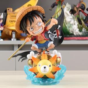 Q Version Flying Flag Grass Hat Anime Figure Sun Number Animated Scene Model Display Piece Cartoon Collectible Static Model