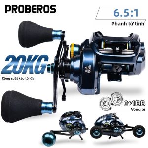 Máy Câu Cá PROBEROS Baitcasting Tỉ Số Truyền 6.5:1 6+1 Vòng Bi Lực Kéo 20kg/44lb Thân Kim Loại Dùng Cho Nước Mặn Sông Hồ