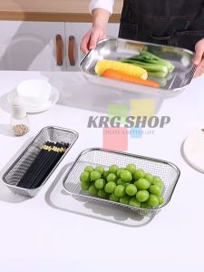 Stainless Steel Drain Basket Strainer Thick Food Drain Basin Vegetable Fruit Washing Colander Spoon Fork Dryer
