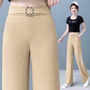 Slim Wide Leg Pants Womens Summer New Loose Slim Straight Pants Versatile High Waist Drapey Suit Pants Casual High Waist