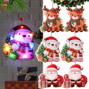 DIY Christmas Tree Pendant Glowing Small Pendant Scene Arrangement Santa Snowman-Deer Christmas Decorations Easy To Use
