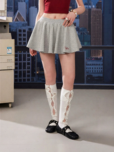Unifree | Gray Retro American Style A-Line Sporty Mini Skirt