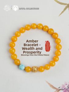 POTALA PALACE | Dunique Simple Design Amber and Aquamarine Bracelet Single Circle