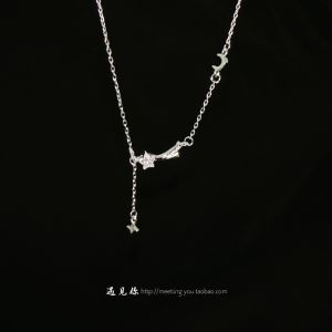 Stars and Moon Design 999 Pure Silver Necklace for Women Luxury Lightweight Unique Style Clavicle Chain Perfect Gift for Best Friends