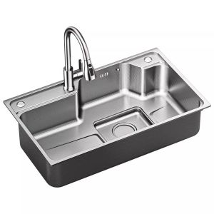 SHENYUAN | Single Large Stainless Steel Sink Press Pattern Extra Thick
