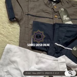 Sunrise - Baju Muslim Anak Lengan Pendek Kemeja Koko Anak Laki-Laki Koko Kurta Anak Laki-laki Usia 1 - 15 Tahun