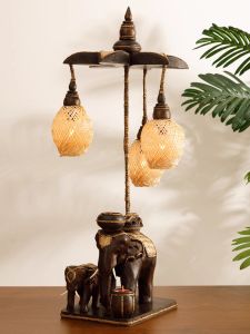 Southeast Asian Style Elephant Decorative Solid Wood Lamp
