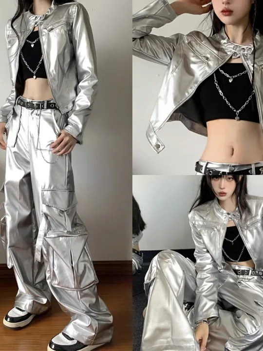Hip%20Hop%20Jazz%20%7C%20Hip%20Hop%20Jazz%20Dance%20American%20Style%20Silver%20Shiny%20Leather%20Jacket%20And%20Pants%20Set%20-%20Image%202